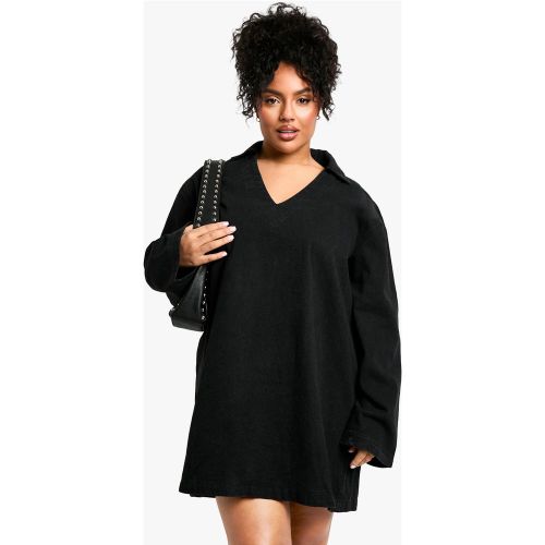 Grande Taille - Robe Courte Délavée En Jean - 44 - boohoo - Modalova