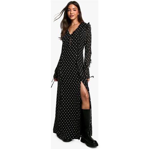 Robe Longue À Manches Évasées Et Pois - 36 - boohoo - Modalova