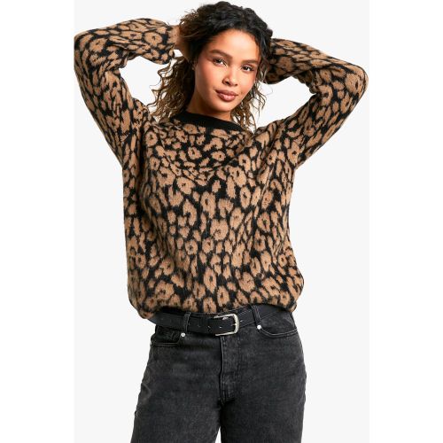 Pull Oversize À Col Ras Du Cou En Maille Brossée - S - boohoo - Modalova