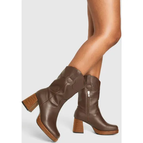 Bottines À Plateforme Et Talon - 36 - boohoo - Modalova