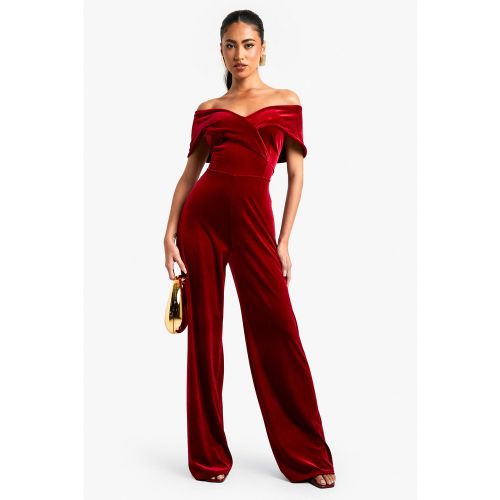 Combinaison Large En Velours À Col Bateau - 36 - boohoo - Modalova