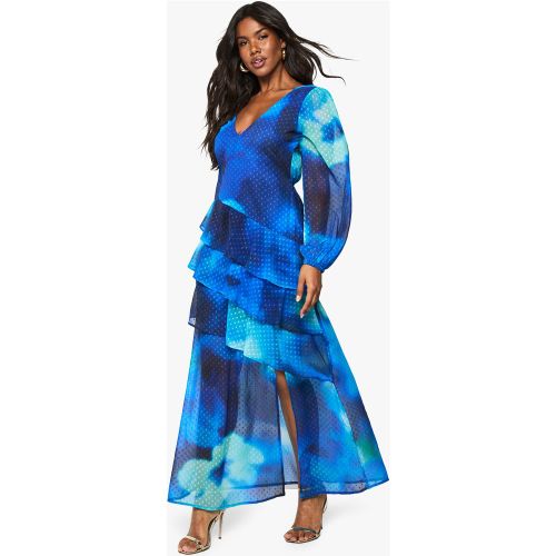 Robe Longue Fleurie À Volants - 36 - boohoo - Modalova