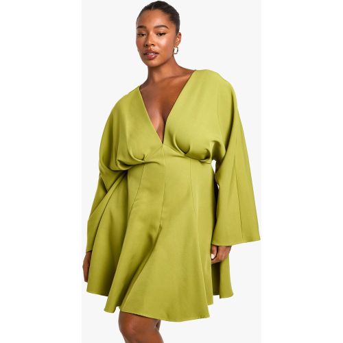 Grande Taille - Robe Patineuse Plissée À Manches Longues - 44 - boohoo - Modalova