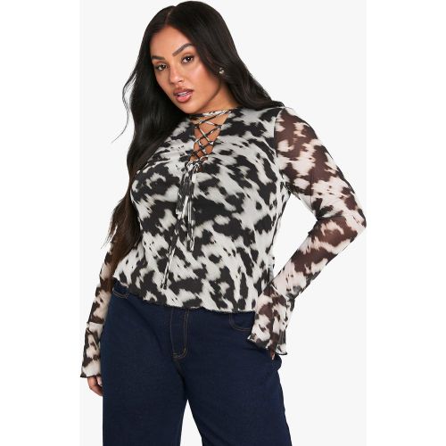 Grande Taille - Top À Décolleté Plongeant Et Manches Évasées - 44 - boohoo - Modalova