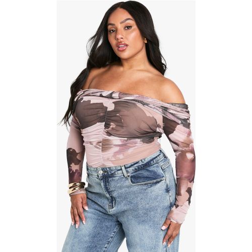 Grande Taille - Body Froncé À Col Bateau - 44 - boohoo - Modalova