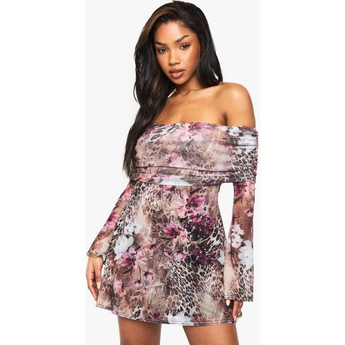 Robe Courte En Mesh À Col Bateau - 36 - boohoo - Modalova