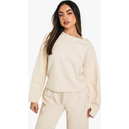 Sweat Plissé À Surpiqûres - Blanc Écru - S, Blanc Écru - boohoo - Modalova