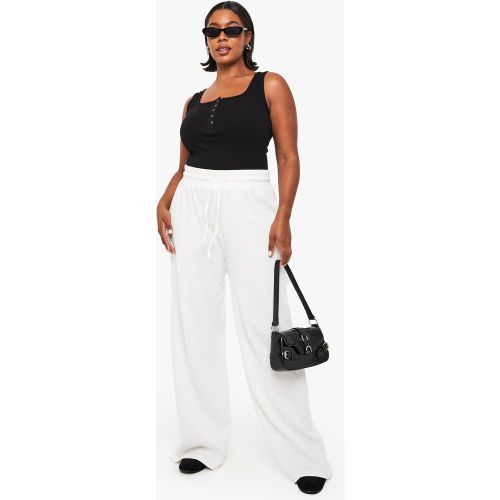 Grande Taille - Pantalon En Tissu Gaufré À Cordon De Serrage - Blanc Écru - 50, Blanc Écru - boohoo - Modalova