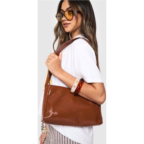 Sac À Main Texturé Verni - One Size - boohoo - Modalova