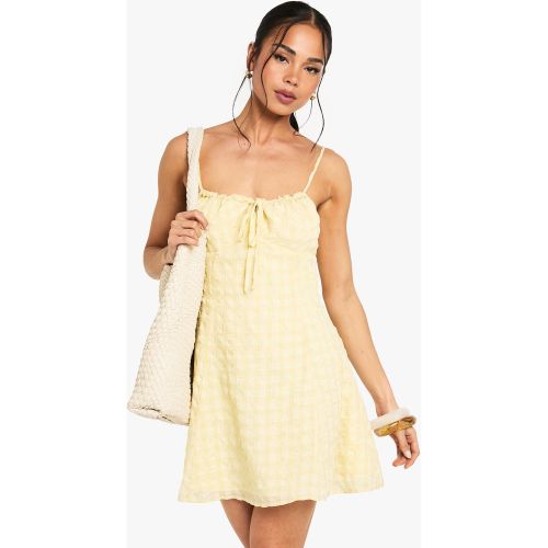Robe Mi Longue Texturée À Imprimé Vichy - 36 - boohoo - Modalova