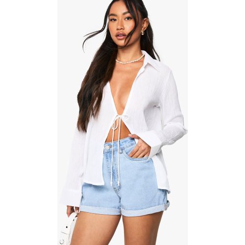Short En Jean À Ourlet Retroussé - 34 - boohoo - Modalova