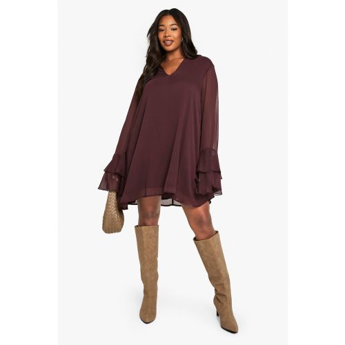 Grande Taille - Robe Babydoll Nouée - 44 - boohoo - Modalova