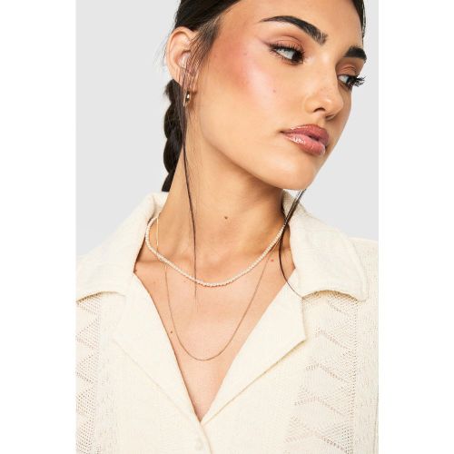 Collier Superposé À Perles Et Chaînes - One Size - boohoo - Modalova