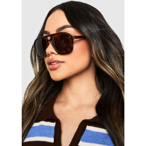 Lunettes De Soleil Rétro Oversize Aviateur - One Size - boohoo - Modalova