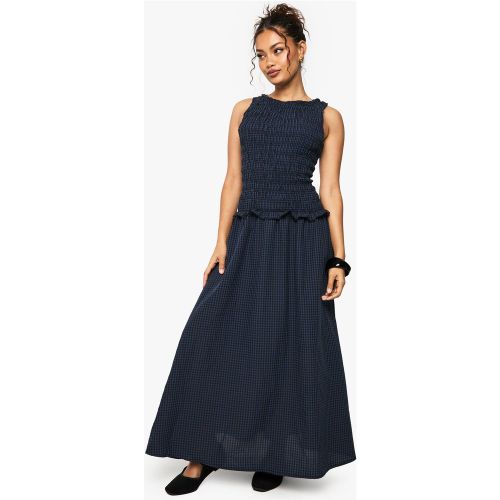 Robe Mi-Longue Froncée À Taille Basse Et Carreaux - 36 - boohoo - Modalova