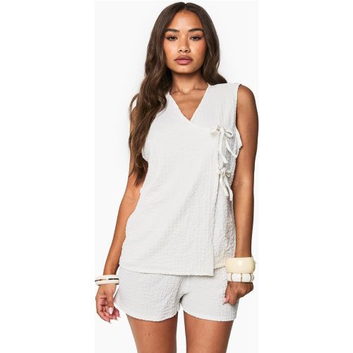 Top Sans Manches Texturé À Attaches - 34 - boohoo - Modalova