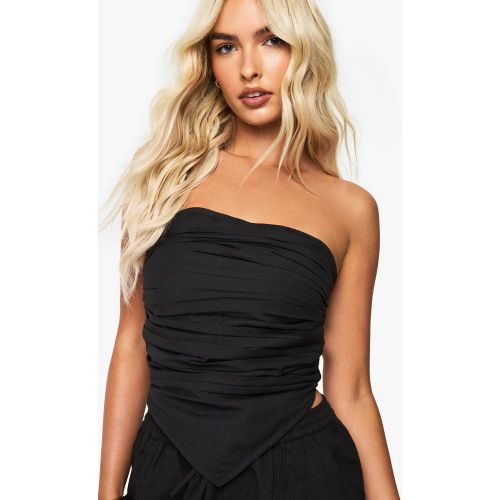 Crop Top Plissé - Noir - 34, Noir - boohoo - Modalova