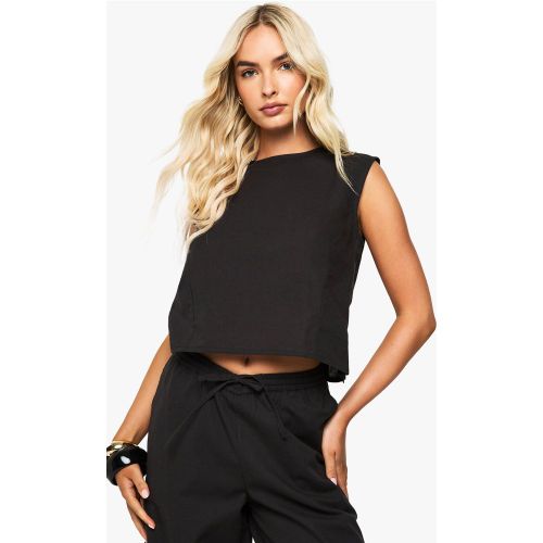 Crop Top Oversize En Lin - 34 - boohoo - Modalova