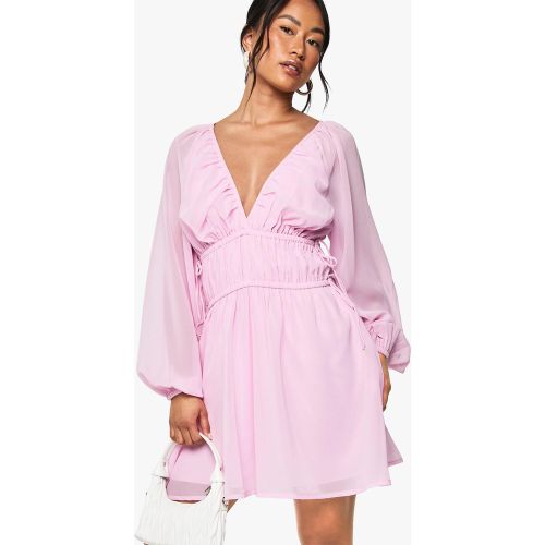 Robe Courte En Mousseline De Soie À Manches Bouffantes - 36 - boohoo - Modalova