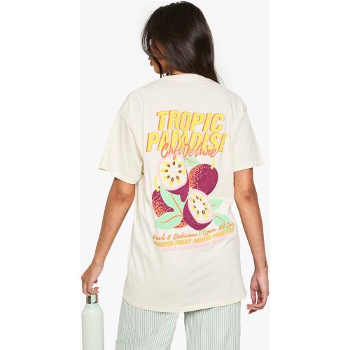T-Shirt Oversize À Imprimé Tropical - Blanc Écru - S, Blanc Écru - boohoo - Modalova
