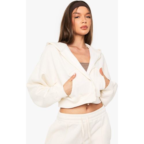 Sweat À Capuche Oversize À Manches Bouffantes - Blanc Écru - S, Blanc Écru - boohoo - Modalova