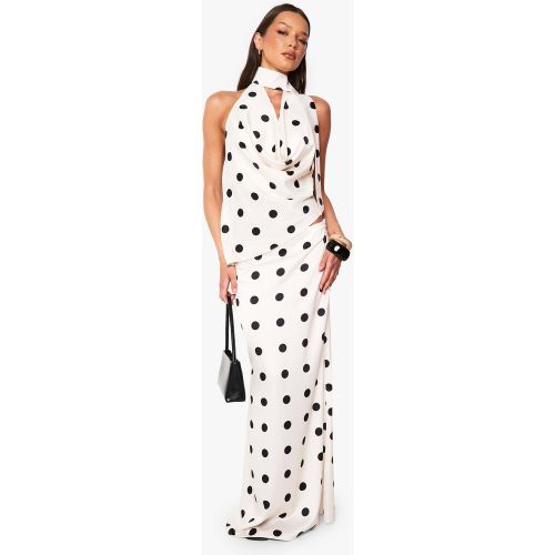 Jupe Longue Satinée À Pois - 34 - boohoo - Modalova