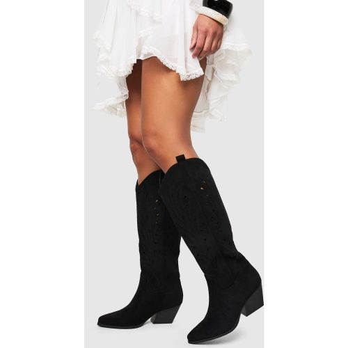 Bottes Style Western Effet Mé"Tall"isé À Talon Cubain - 37 - boohoo - Modalova