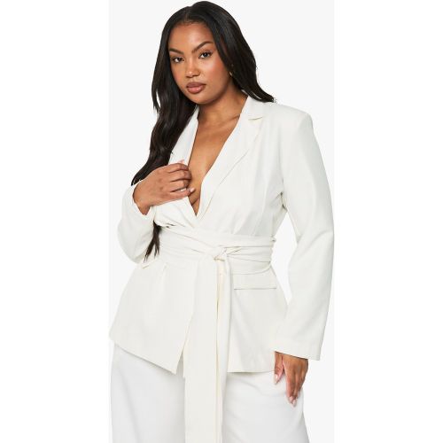 Grande Taille - Robe Blazer Nouée - 44 - boohoo - Modalova