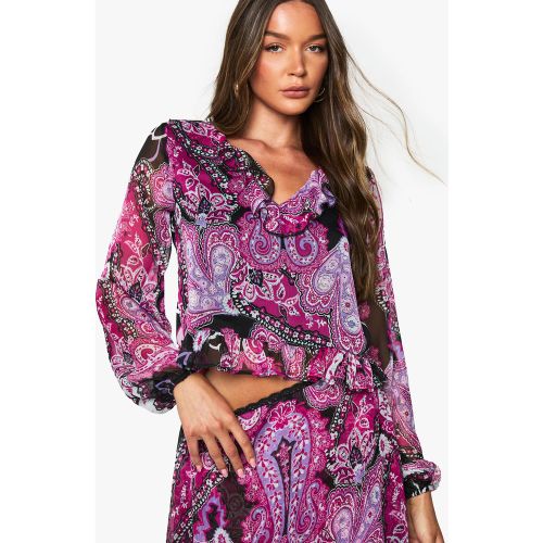 Blouse À Volants Et Imprimé Cachemire - 34 - boohoo - Modalova