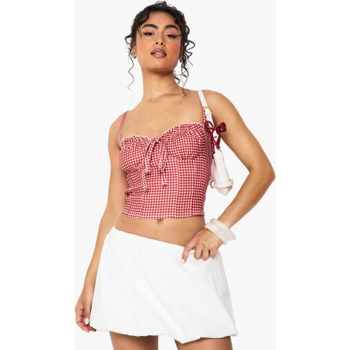 Corset À Nœud Et Imprimé Vichy - 34 - boohoo - Modalova