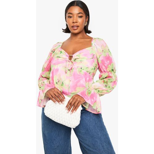 Grande Taille - Blouse Fleurie En Mousseline De Soie - 44 - boohoo - Modalova