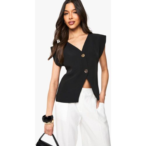 Gilet En Tissu Crêpe À Col V Et Boutons - 34 - boohoo - Modalova