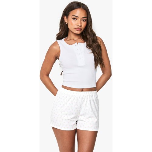 Short De Pyjama Fleuri En Maille Côtelée Recyclée - 40 - boohoo - Modalova