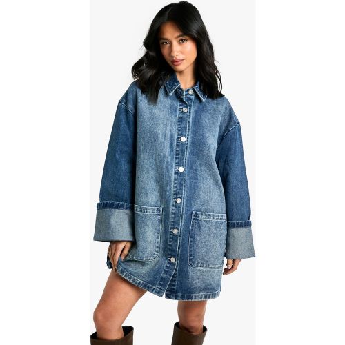 Petite" - Robe Chemise Oversize Utilitaire - 34 - boohoo - Modalova