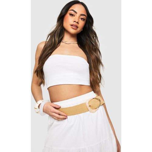 Ceinture En Raphia À Boucle Et Pierres Fantaisie - One Size - boohoo - Modalova