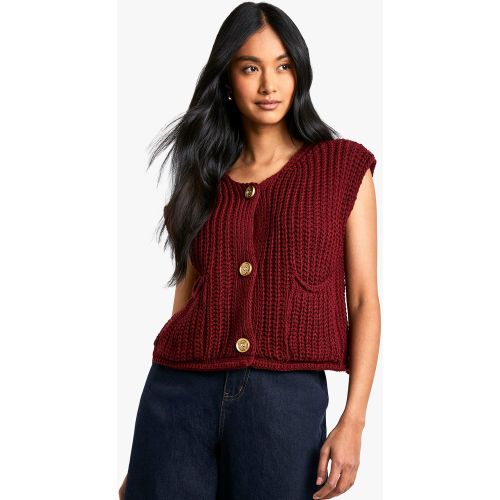 Pull Oversize En Maille Épaisse À Bouton Contrastant - M/L - boohoo - Modalova