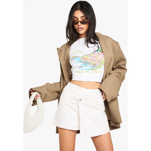 Jupe-Short En Denim À Poches - Blanc Écru - 34, Blanc Écru - boohoo - Modalova