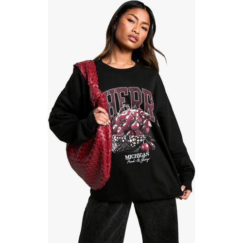 Sweat Oversize À Slogan Cerise - M - boohoo - Modalova