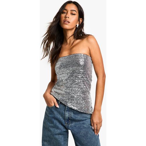 Top Asymétrique Pailleté - 40 - boohoo - Modalova