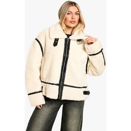 Veste Aviateur Oversize En Polaire - S - boohoo - Modalova