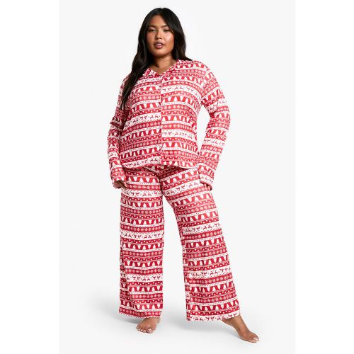Grande Taille - Ensemble De Pyjama À Motif Jacquard De Noël - 44 - boohoo - Modalova