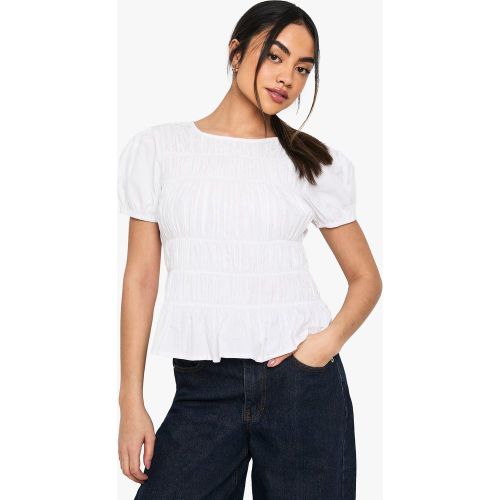 T-Shirt Froncé En Popeline - 34 - boohoo - Modalova