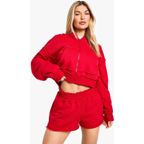 Sweat À Capuche Court Zippé En Jersey - S - boohoo - Modalova