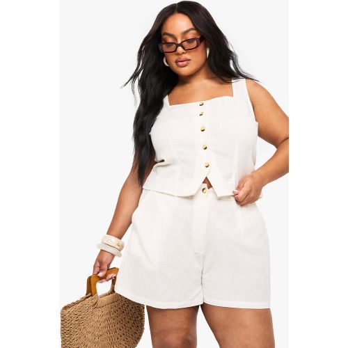 Grande Taille - Ensemble Avec Top À Col Carré Et Short Habillé - 44 - boohoo - Modalova