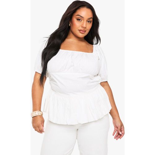 Grande Taille - Blouse En Coton À Manches Bouffantes - 44 - boohoo - Modalova
