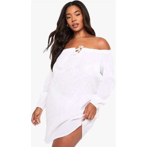 Beaded Cotton Beach Dress - 44 - boohoo - Modalova