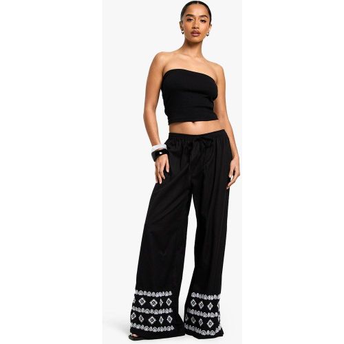 Petite" - Pantalon Large À Broderies - 34 - boohoo - Modalova