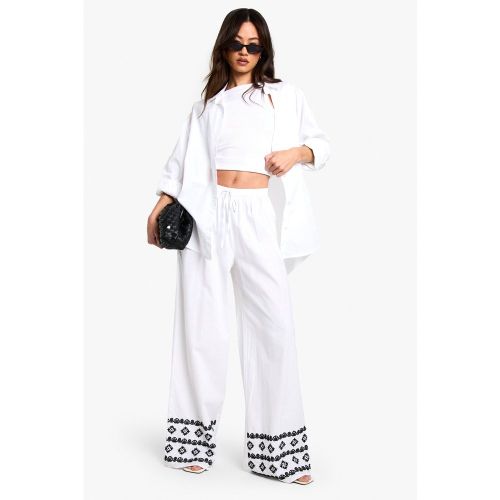Tall" - Pantalon Large À Broderies - 36 - boohoo - Modalova