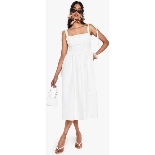 Robe Mi-Longue Froncée En Coton - 36 - boohoo - Modalova