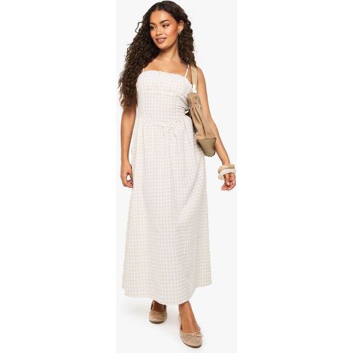 Robe Mi-Longue Froncée À Imprimé Vichy - 36 - boohoo - Modalova
